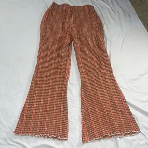 Sz S Small Free People Fine Line Slim Pant in Rust Combo Boho thumbnail 5