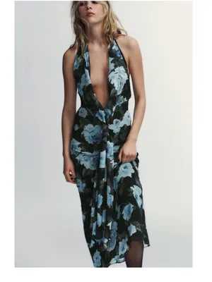 LONG FLORAL PRINT DRESS‎ WITH KNOT DETAIL, Zara women thumbnail 2