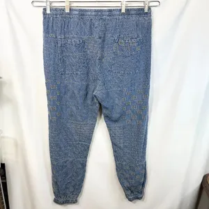 Johnny Was Biya Large Pants Blue Embroidered Chambray Lyocell Jogger Boho 1394 thumbnail 2