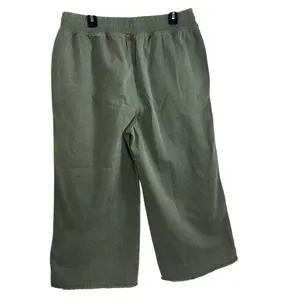 Aerie Women's Soft Landing Trouser Olive Green Size L Wide Leg Drawstring thumbnail 3