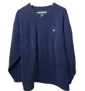 Big Dogs Pullover Fleece V Neck Blue Embroidered Sporty Warm Casual Lounge L thumbnail 1
