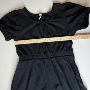 Daily Practice Anthropologie Cap‎ Sleeve Mini Dress Medium Black Slub Cotton thumbnail 13