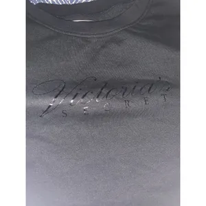 Victoria’s Secret size medium black crew neck sweatshirt pullover logo shiny thumbnail 3