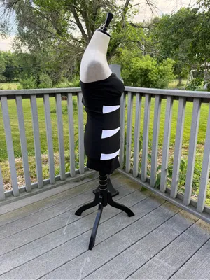 Body Central Black Strapless Mini Dress with White Cutouts thumbnail 6