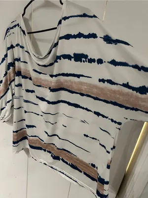 White Tie-Dye Stripe Set with Navy & Tan size 2X thumbnail 11