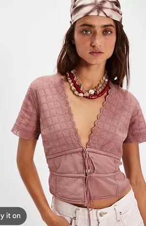 NWOT We the free riviera top size large mauve thumbnail 1