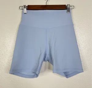 Wilo The Label Women Blue Ribbed High Waisted Biker Shorts Size M Athletic Gym thumbnail 1