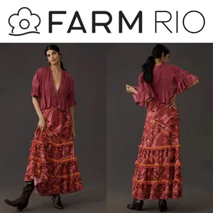 Farm Rio Shirred Tiered Maxi Skirt thumbnail 2
