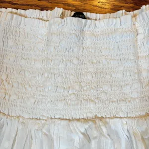 J Crew Tiered Smocked Mini Skirt‎ Large White Floral Boho European thumbnail 6