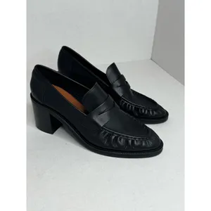 Aquatalia Josette Black Nappa Leather Heeled Loafers Moccasins Size 11 thumbnail 8