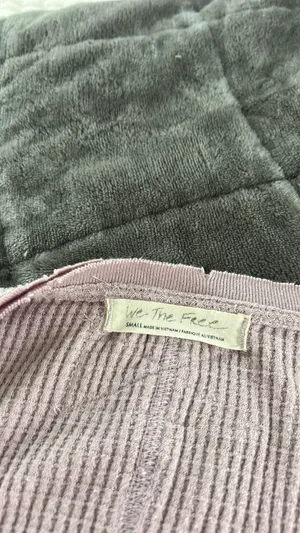 Free People Top Long Sleeve Purple Waffle thumbnail 6