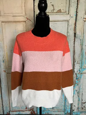 Women Crew Neck Striped Pullover Neapolitan Sweater Super Soft Medium thumbnail 1