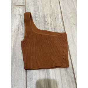 Babaton Aritzia Sculpt Knit One-shoulder Cropped Tank XXS Mocha Brown thumbnail 3