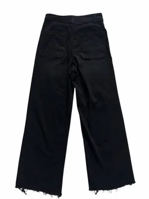 OAT NEW YORK Black Wide Leg Raw Hem Jeans High Rise Women Size 4 27 Grunge Retro thumbnail 3