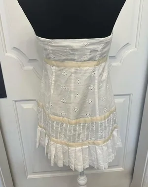 Kimchi Blue Urban Outfitters Strapless White Cream Dress w/ Bows Eyelet NWOT thumbnail 6