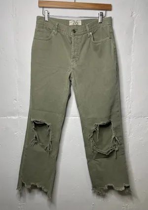 We The Free Maggie Mid Rise Olive Green Denim Jeans Womens Size 26 thumbnail 1