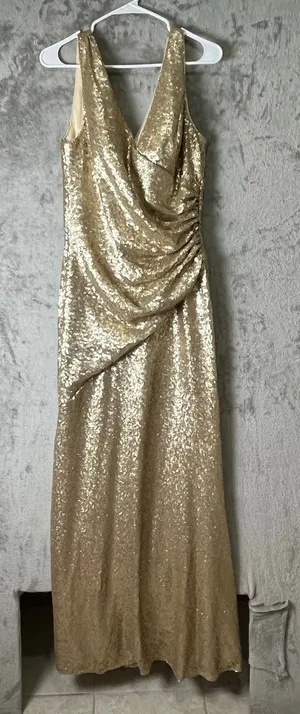 Revelry Dawson Champagne Gold Sequin Maxi Dress Sz 14 Bridesmaid Formal Gown New thumbnail 1