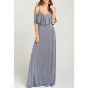 NWT Show‎ Me Your Mumu Renee Ruffle Maxi Dress in Dancing Queen Shine Smoke thumbnail 7