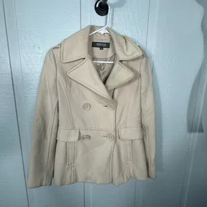Kenneth Cole Reaction Khaki Double Breasted Belted Jacket Size 4 EUC thumbnail 3