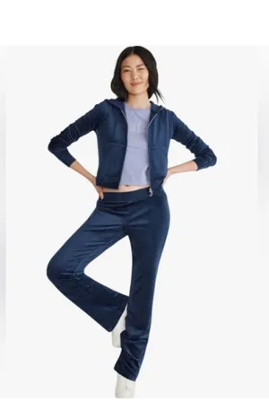 New JUICY COUTURE Y2K NAVY Velour Tracksuit Large thumbnail 9