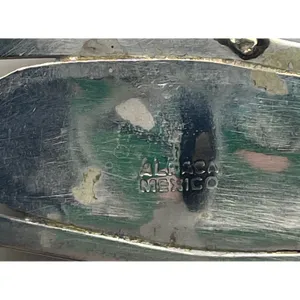 Vintage Alpaca Mexico Abalone Mother‎ of Pearl Inlay Floral Cuff Bracelet Silver thumbnail 3