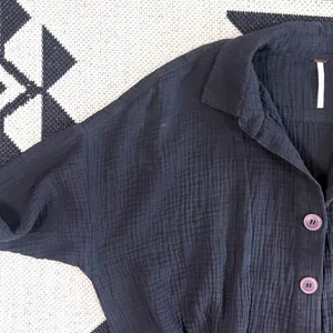 Free People Sunstreaks Tie Front Button Down Blouse in Black XS thumbnail 11