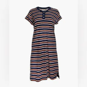 Madewell Striped Navy‎ Orange Pink Henley Dress NWT Size Small Hemp Cotton Blend thumbnail 5