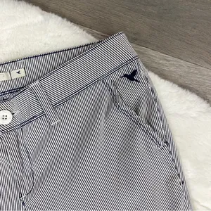 Grane Y2K Seersucker Stripe Low Rise Wide Leg Trouser Pants Blue White Juniors‎ thumbnail 5