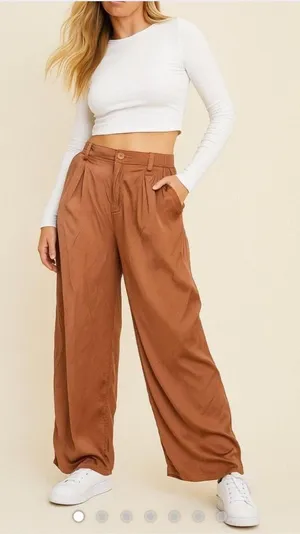 Shiny Satin Wide Leg Aerie Trousers thumbnail 1