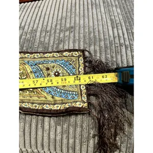 Vintage Talbot's Silk Scarf - Fringed, Green Brown Paisley, 61 inches long thumbnail 9