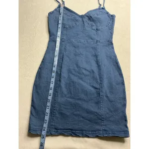 Windsor Womens Small Blue Denim Mini Dress Bustier Bodice Adjustable Straps Zip thumbnail 5