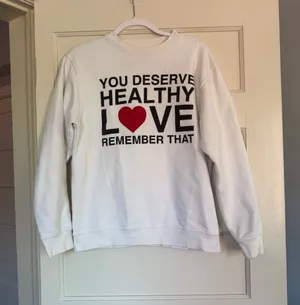 Urban Outfitters You Deserve Healthy Love Sweatshirt by We’re Not Really Strangers thumbnail 1