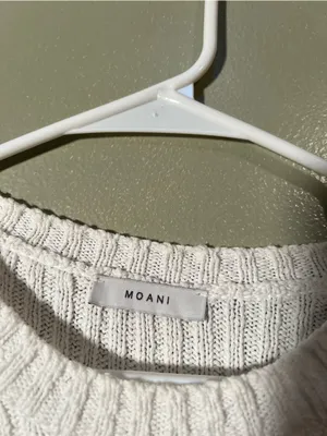 Moani Women's Size F Crewneck Sweater White Ribbed Merino Wool Cashmere Blend thumbnail 7