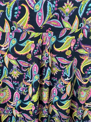 Dear Scarlett Floral Navy Paisley Midi Dress with pink, green, & blue accents thumbnail 4