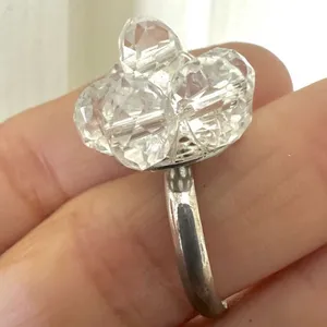 Clear beaded cluster ring Silver thumbnail 7