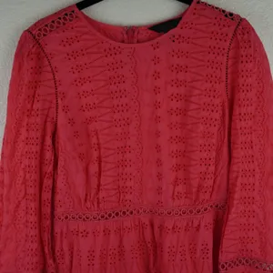 J Crew Coral‎ Eyelet Dress Long Sleeve Tiered Ruffle Mini Size 0 Preppy thumbnail 5