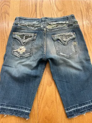 Miss Me Camo Bermuda Denim‎ Shorts Womens 29 Windsor JP4221B Distressed thumbnail 10