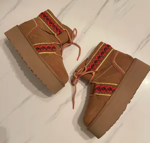 UGG Winter Fall Classic mini II braid Tribal bohemian platform chestnut booties ankle boots thumbnail 2