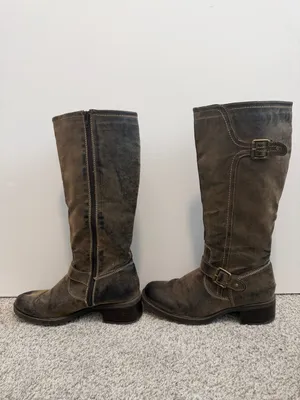 Nicole Archibald Tall Riding Boots Brown Suede Leather Boots Size 9M thumbnail 4
