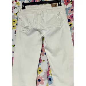American Eagle jeans Size 00 White Stretch Denim Distressed Ripped Classic thumbnail 6