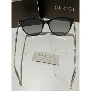 Gucci Women's Polarized Sunglasses Black Frame Gold Detail Designer‎ Eyewear thumbnail 4
