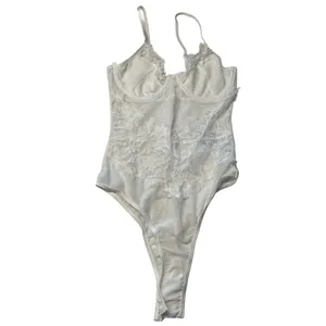 Mesh & Lace Teddy Bodysuit White‎ Bachelorette Party Going Out Outfit Size S New thumbnail 2