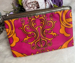 Boutique Vibrant Pink and Orange Retro Printed Bag thumbnail 1