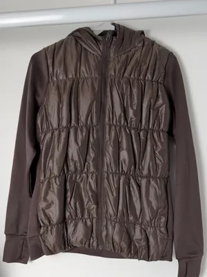 Avia Chocolate Brown Quilted Hooded Puffer Jacket thumbnail 1