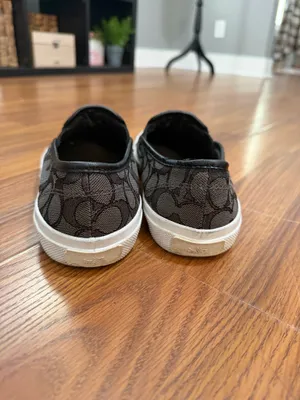 Coach Chrissy slip-on sneakers black signature logo jacquard fabric size 9 thumbnail 4