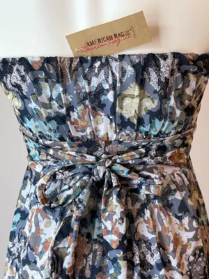 American Rag Camo Floral Abstract Strapless Dress thumbnail 4