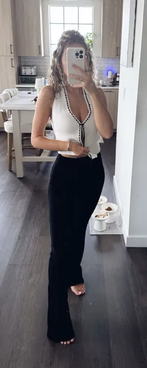 Forever 21 Black Ribbed Flare Pant (Size XS) thumbnail 1
