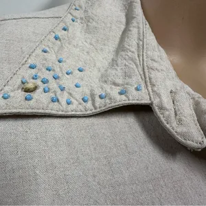Bahar Linen 3 Quarter Sleeve Button Up Tapered Beaded Shirt Dress Womens 2 thumbnail 10