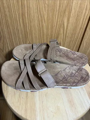 Merrell Women’s Brown Strappy Leather Slide Sandals thumbnail 2