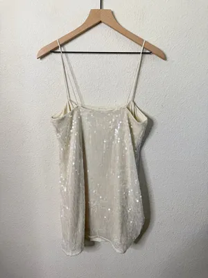 NEW Rotate Women's Sequin Mini Dress Egret‎ Off White Women’s Size 4 thumbnail 8